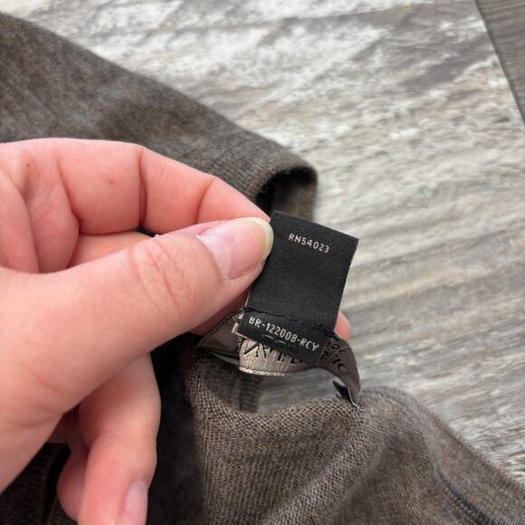 Banana Republic Earthy Brown Mens Large Merino Wool Long Sleeve V-Neck Sweater - Picture 5 of 8